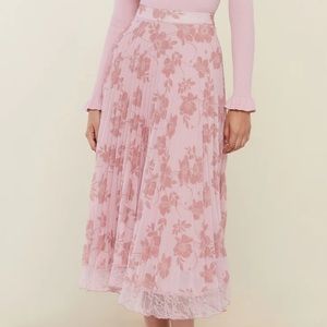 Rachel Parcell Pleated Lace Trim Midi Skirt